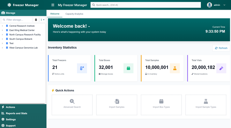 FreezerManager Dashboard Preview